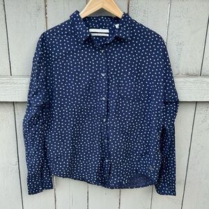 Scotch & Soda Star Navy White Button Up Top Sz 2 Anthropologie